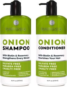 Onion Shampoo and Conditioner Set With Rosemary and Biotin Thickening Products for Women and Men Volumizing Salon Grade Formula for Thinning Hair
